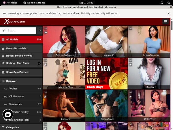 X Love Cam Account Information